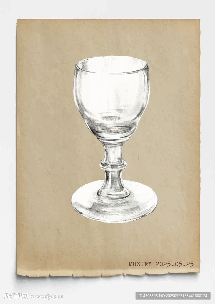 复古玻璃杯 图稿