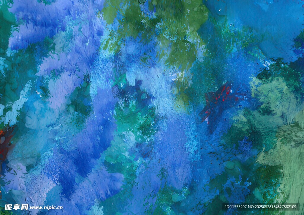 梦幻蓝绿水彩抽象纹理