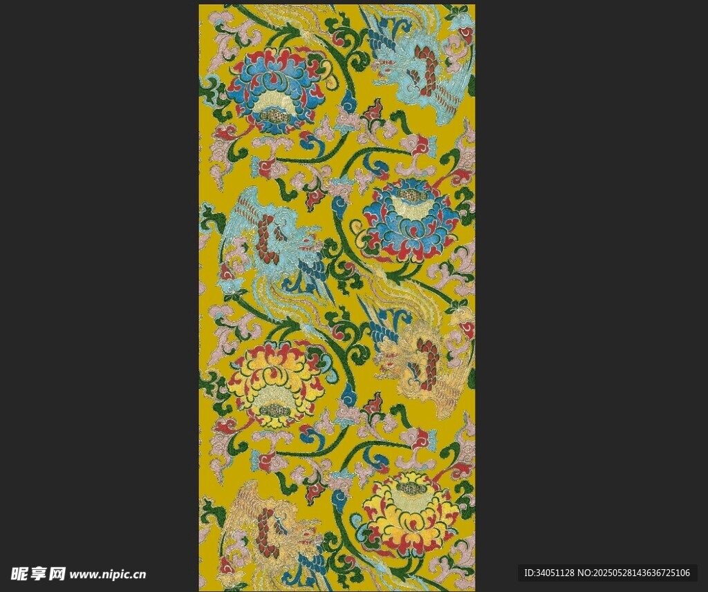 中国风多彩花卉图案装饰画