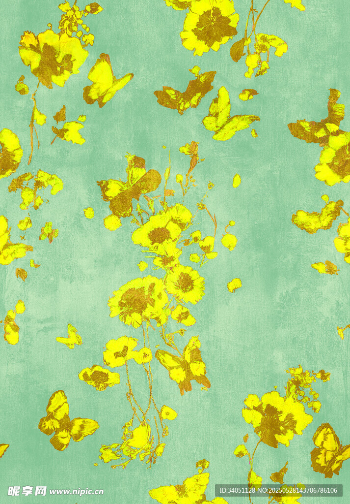 淡蓝背景上的黄色花朵图案