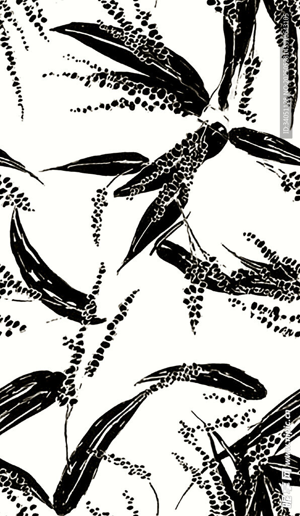 水墨风植物叶片插画