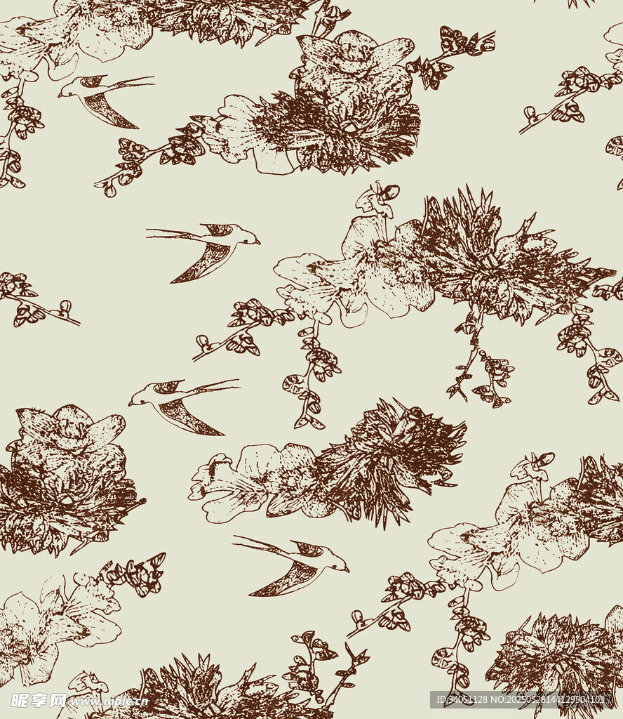 中式花鸟纹理图案