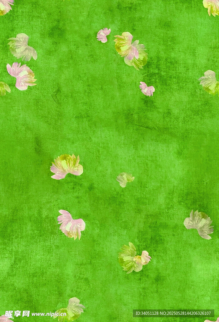 绿色背景上的缤纷小花