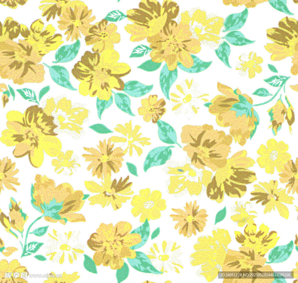 黄色花卉图案背景纹理