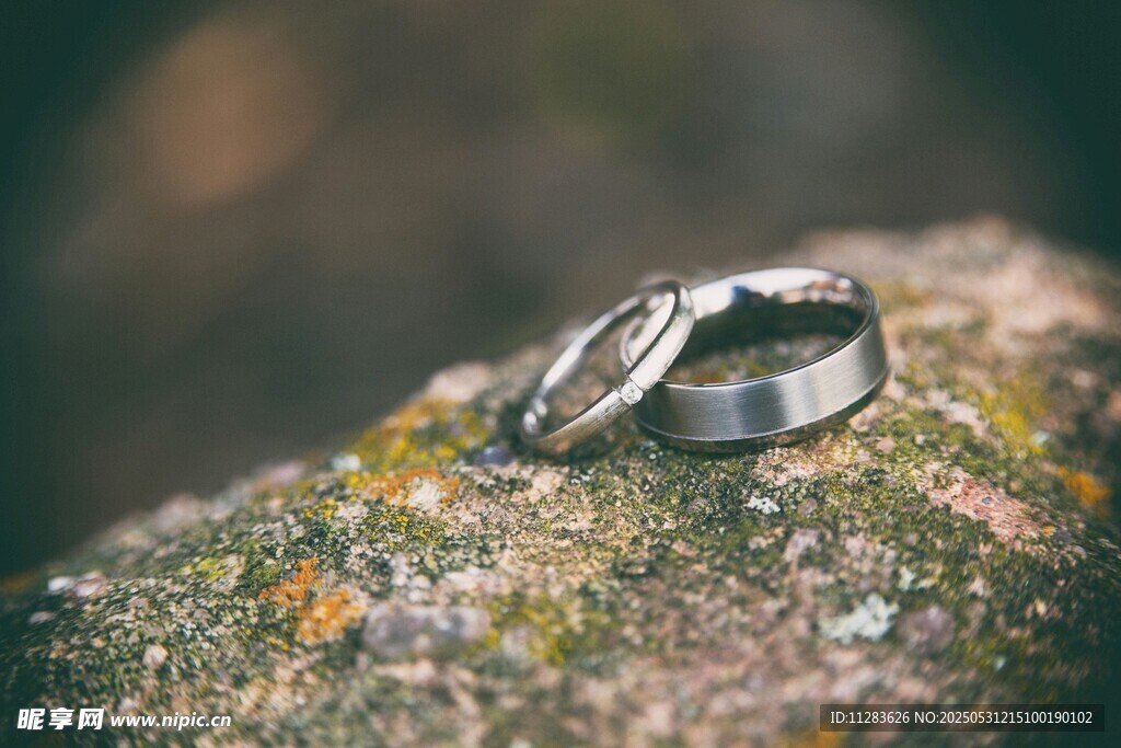 岩石上的情侣结婚戒指