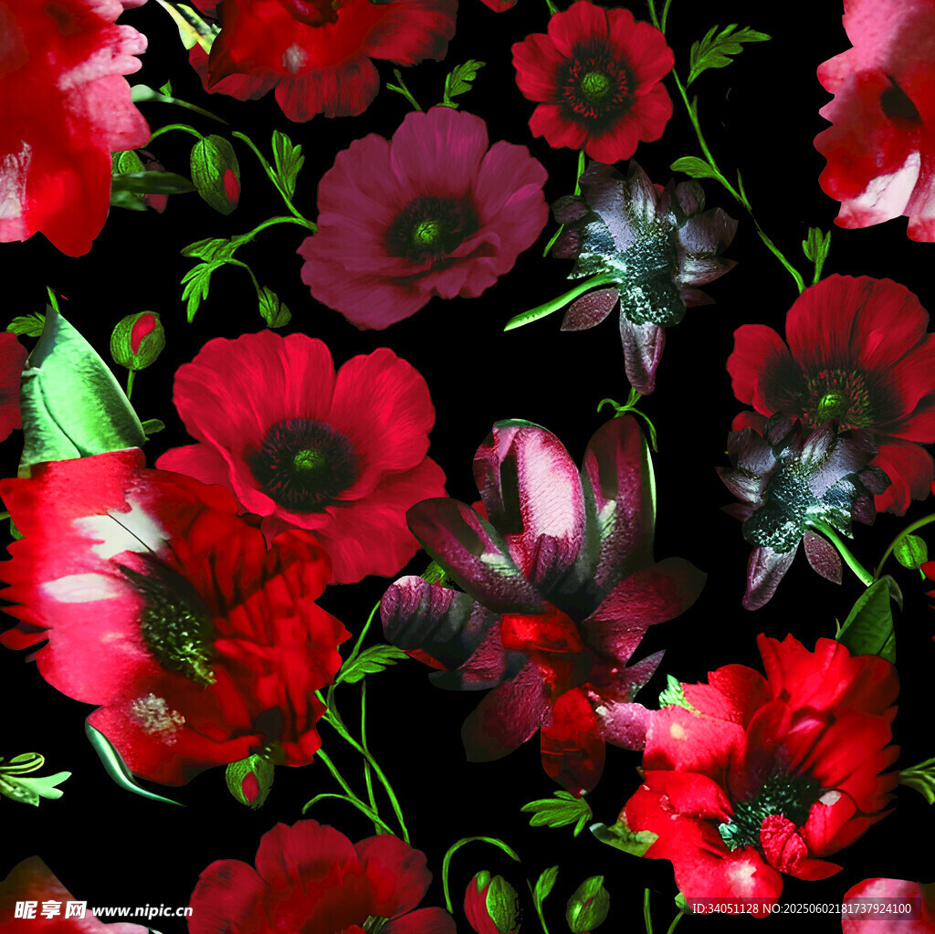 绚丽多彩花卉图案背景