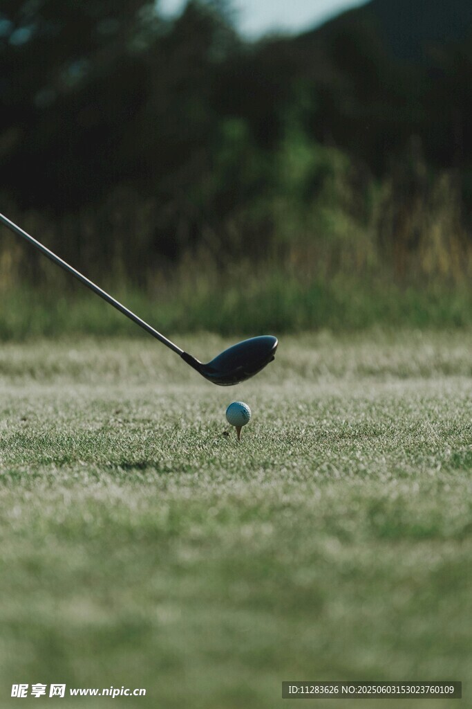 高尔夫球准备击球瞬间