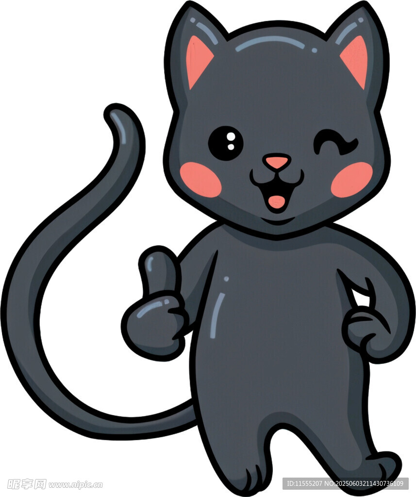 俏皮黑猫竖拇指