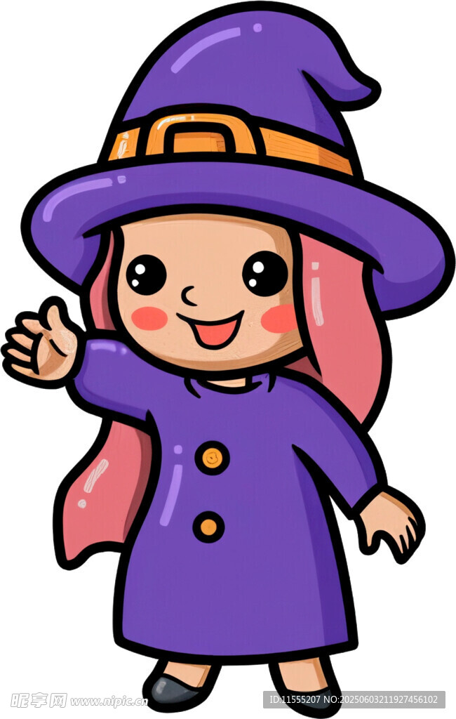 可爱小女巫挥手示意