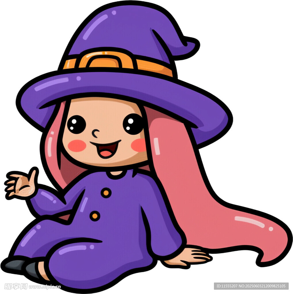 可爱小女巫俏皮坐姿