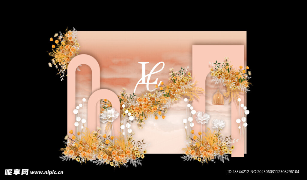 婚礼设计效果图 香槟色婚礼