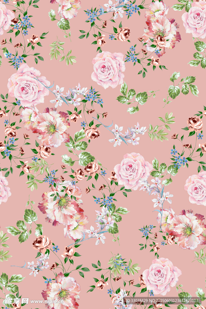 粉色花卉图案背景纹理