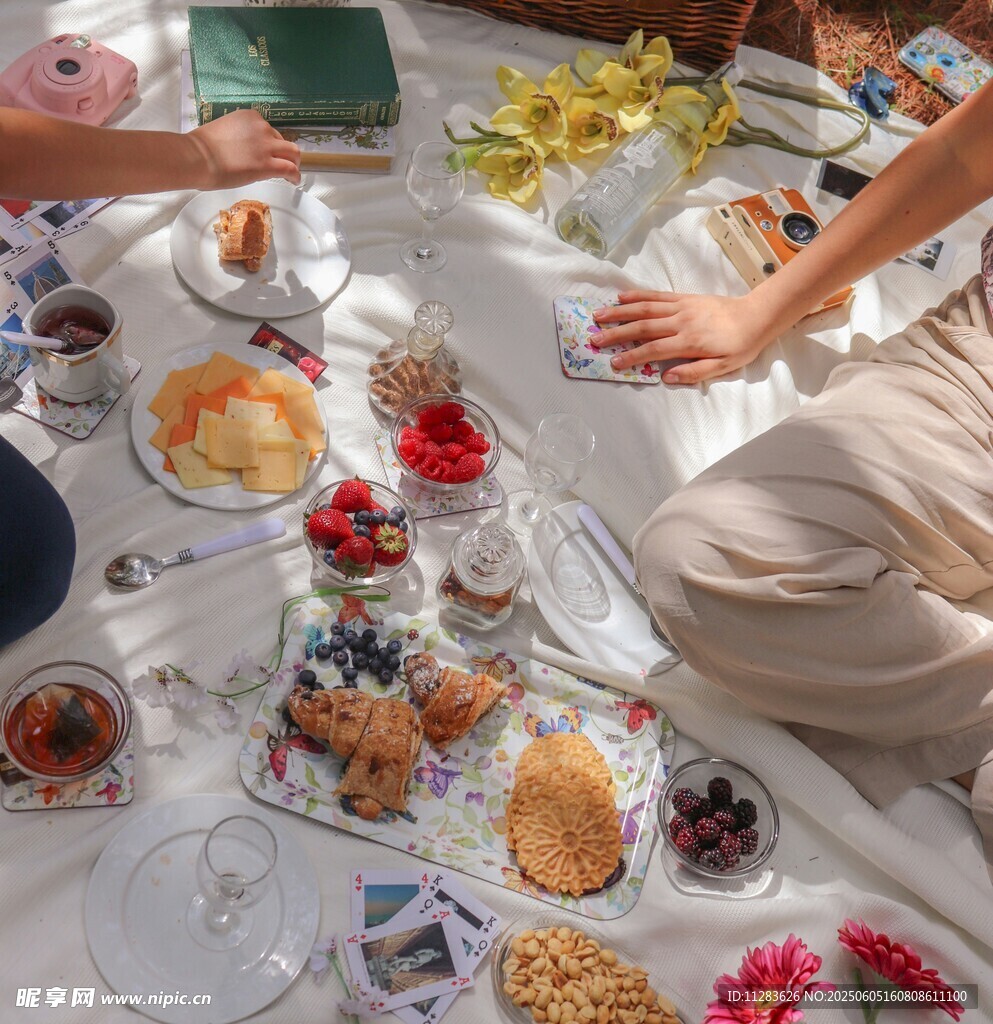 户外野餐的惬意美食时光