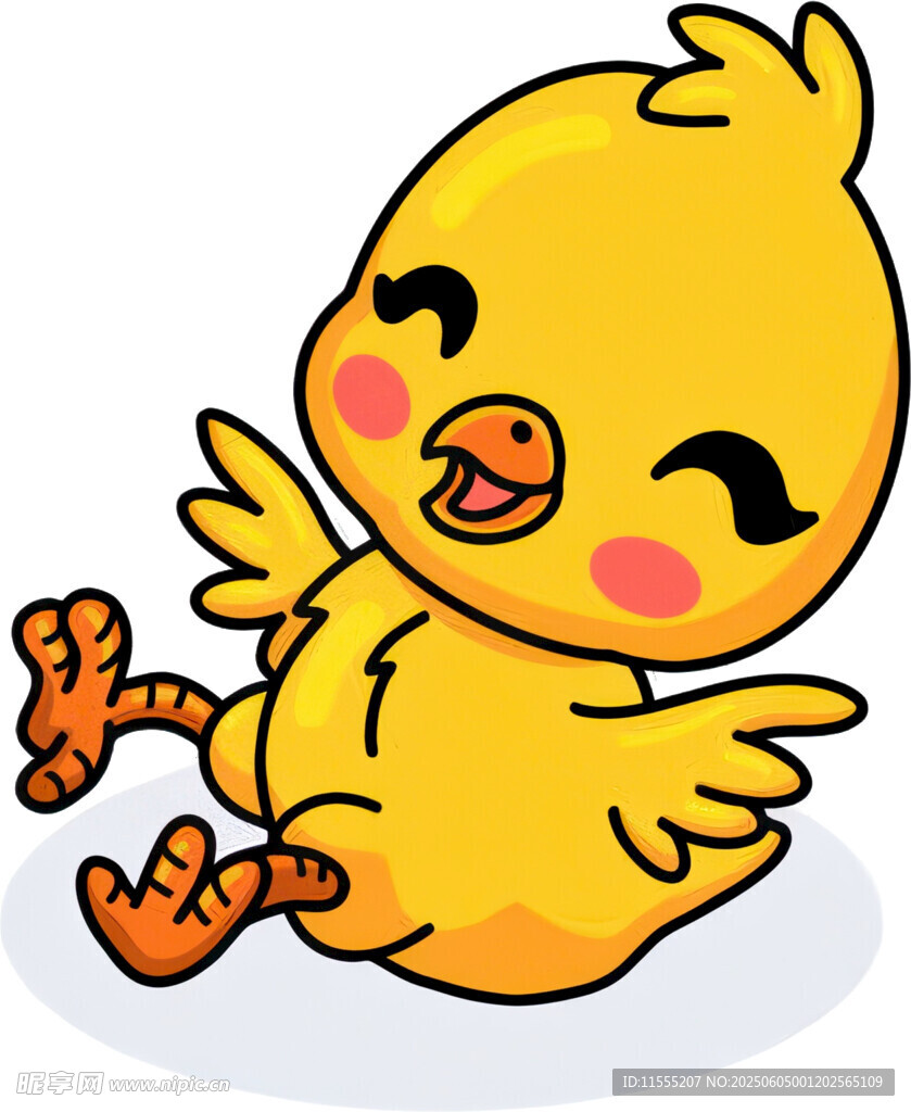 可爱小黄鸡俏皮坐姿