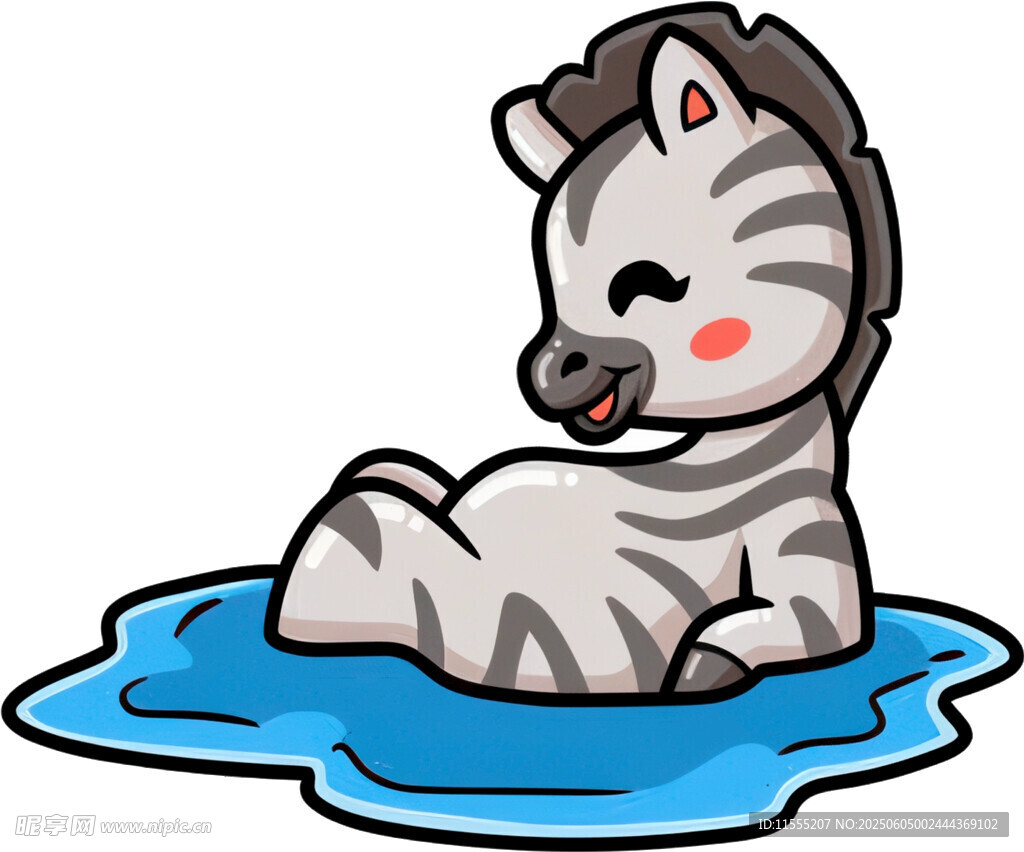 水中休憩的可爱斑马