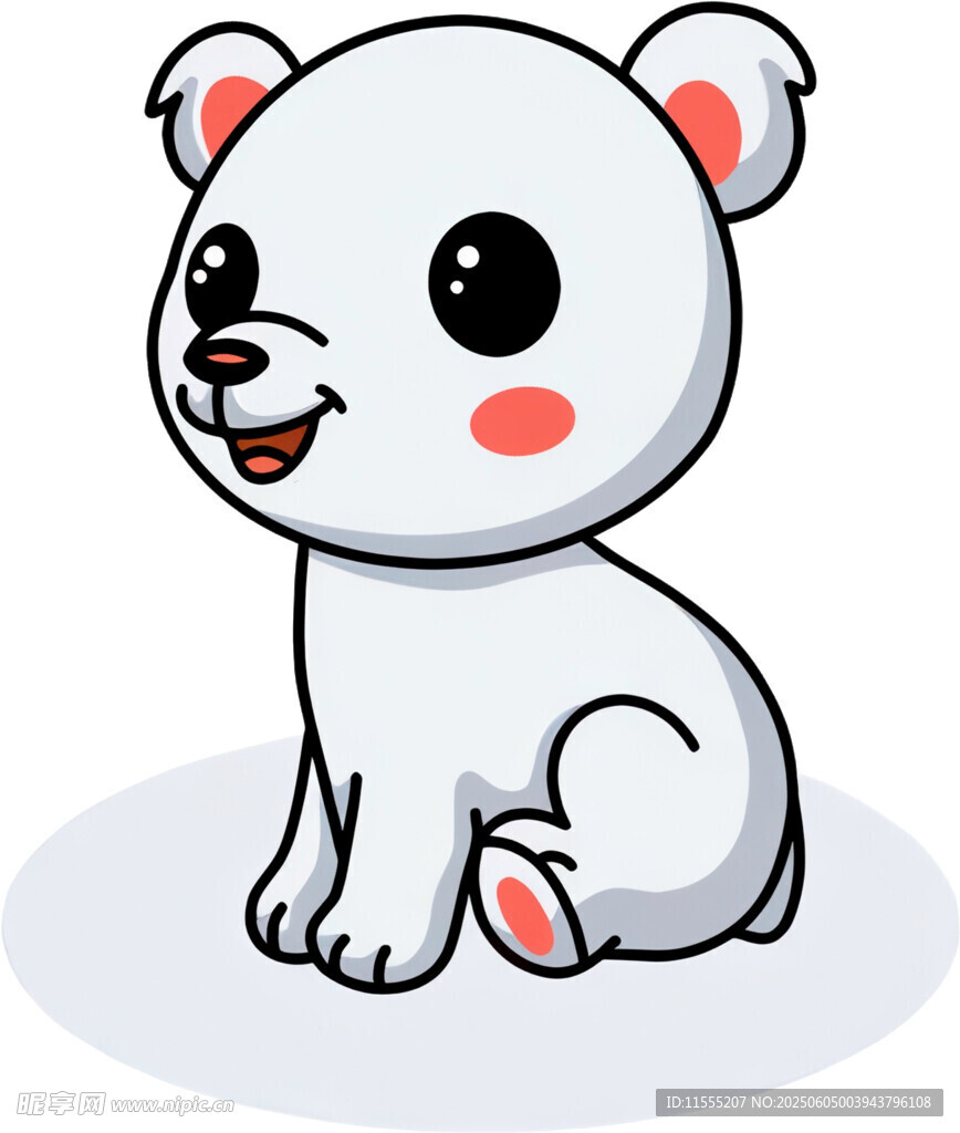 可爱坐着的卡通小白熊