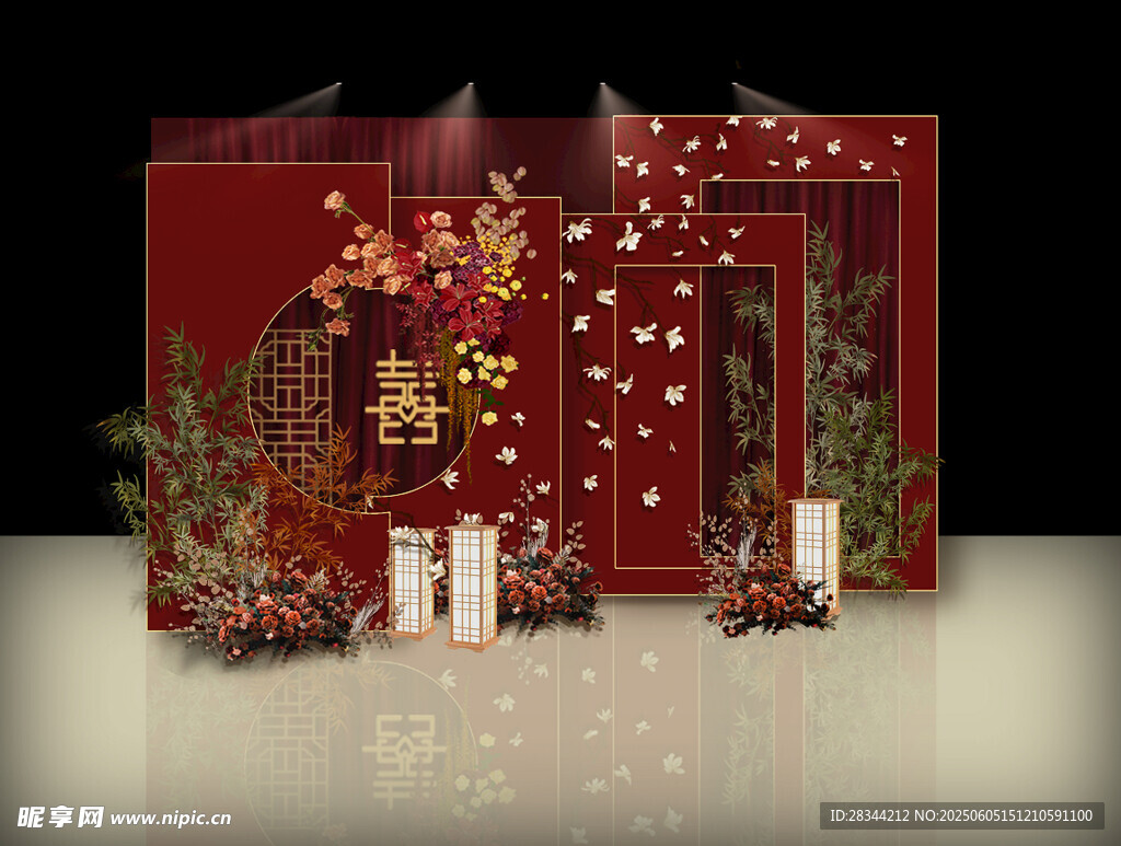 中式红色婚礼场景布置