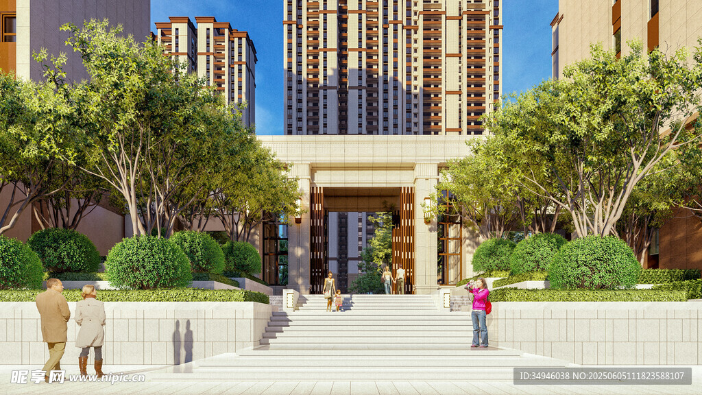 现代建筑前的休闲广场