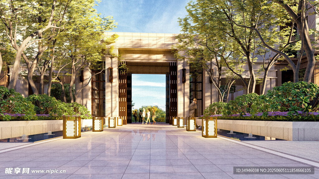 豪华大气的园林入口景观