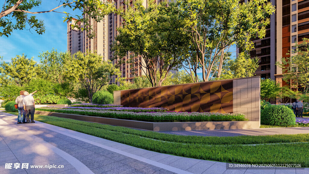 现代小区景观绿化一角