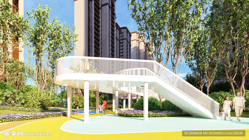 户外儿童滑梯游乐场景