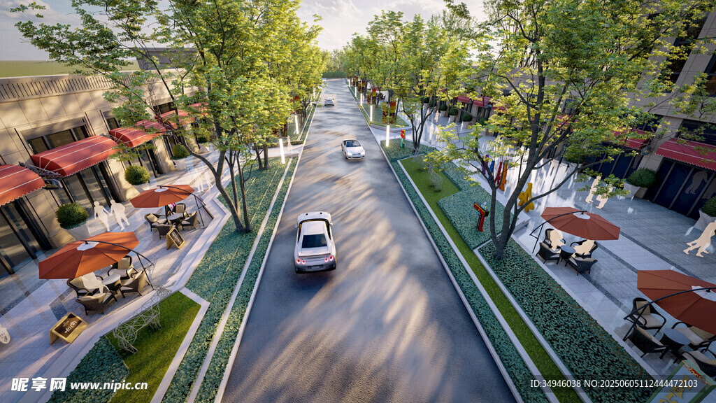 城市街道景观与车辆通行