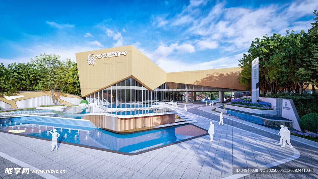 现代泳池旁的别致建筑