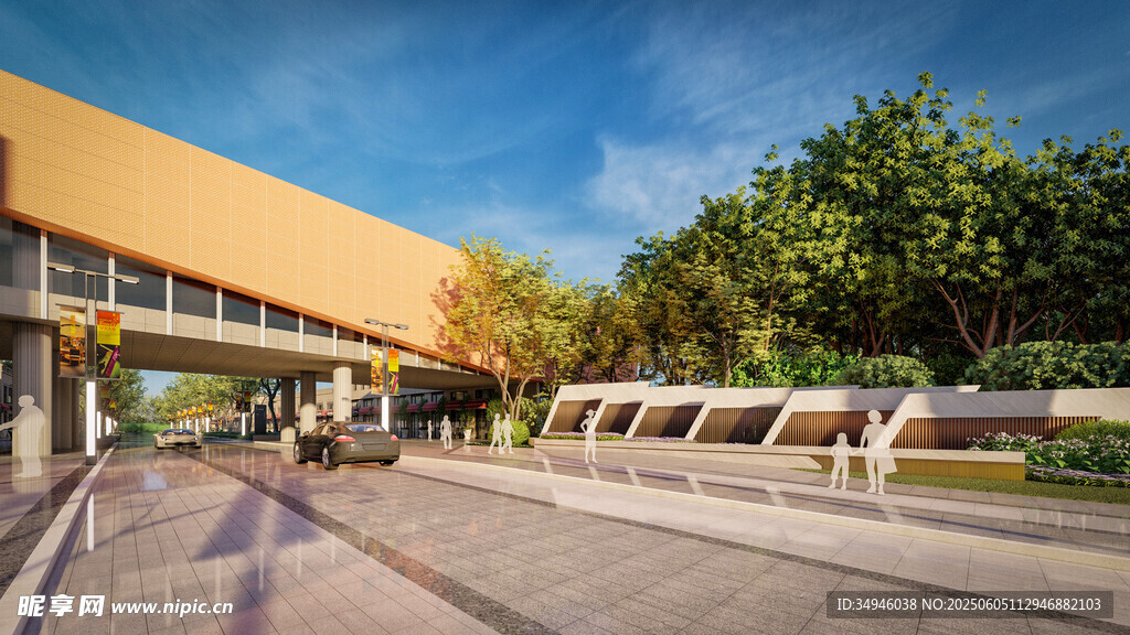 现代风格户外长廊景观