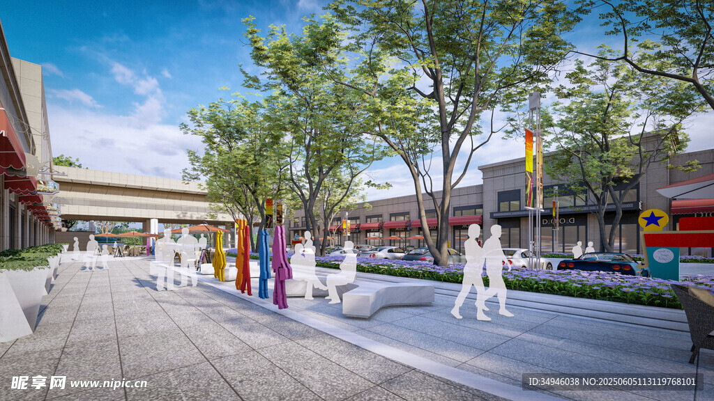 城市广场休闲场景