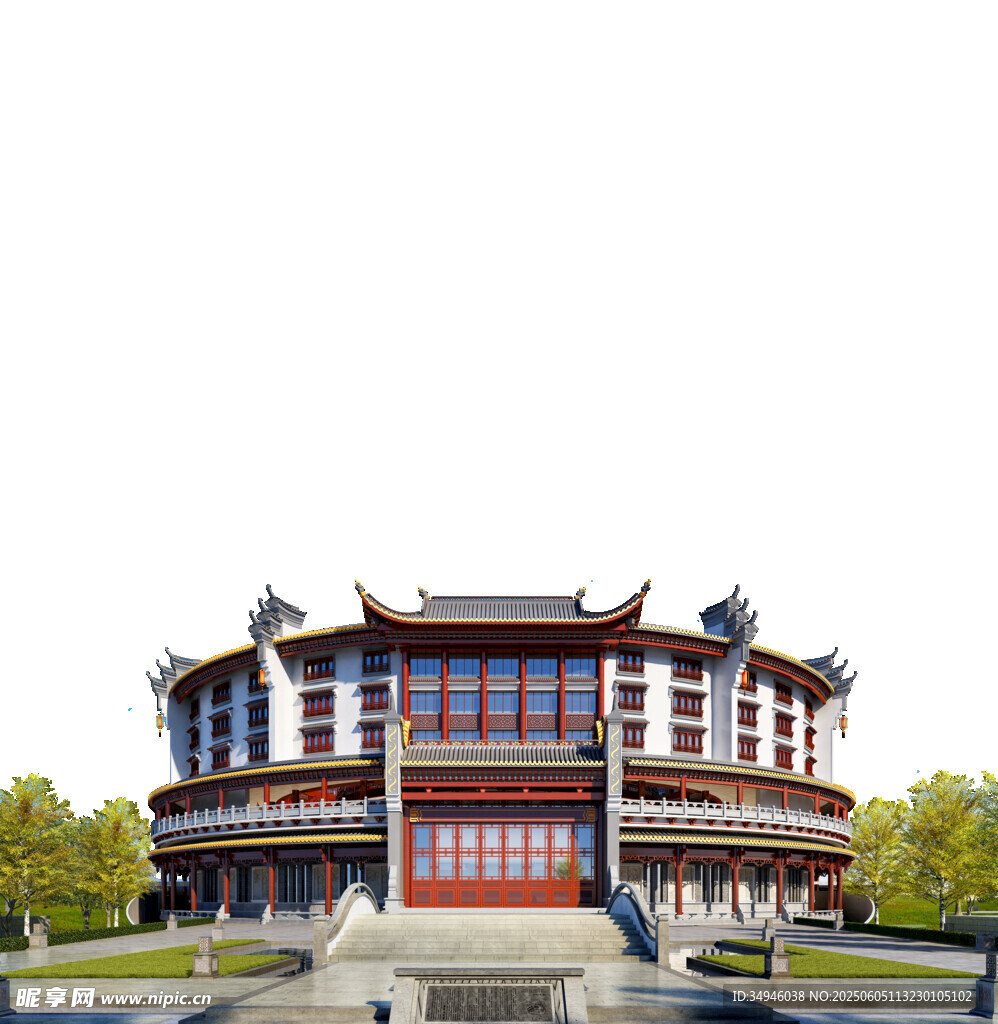 中式古典多层建筑景观