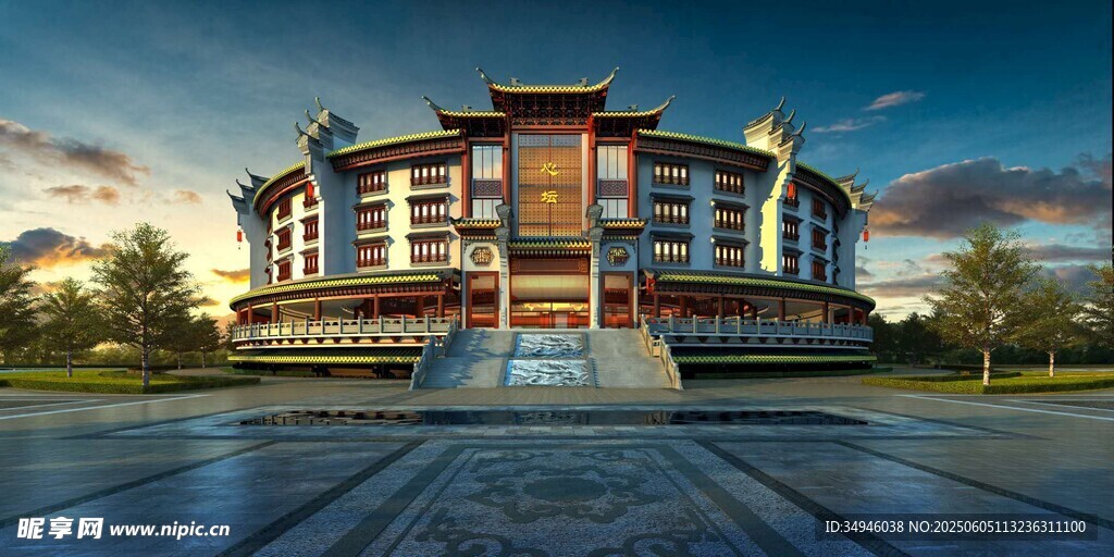 中式宏伟建筑景观