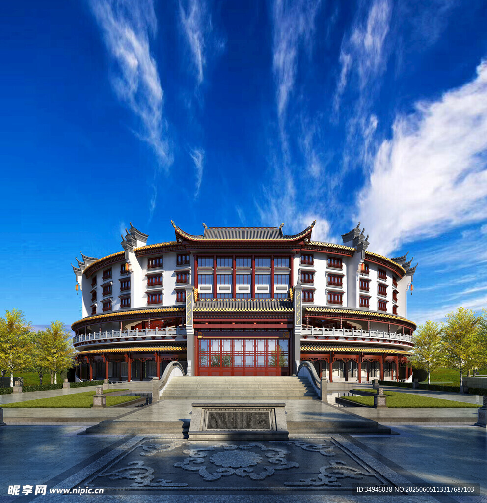 中式古建筑外观壮丽景观