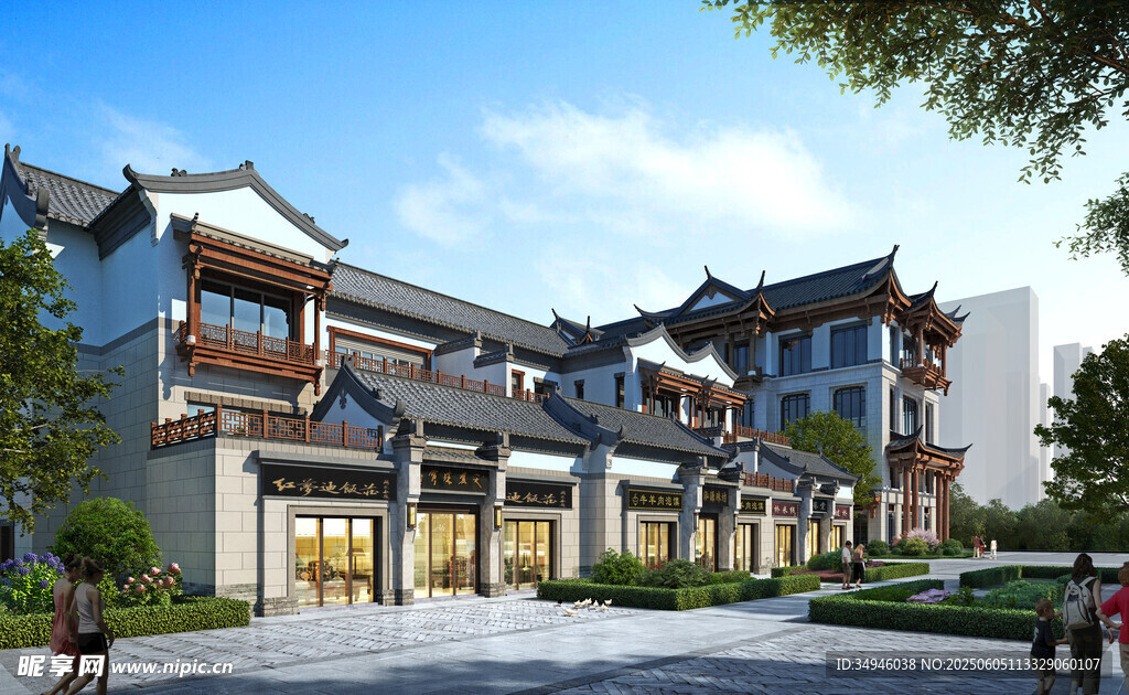 中式风格商业街建筑景观