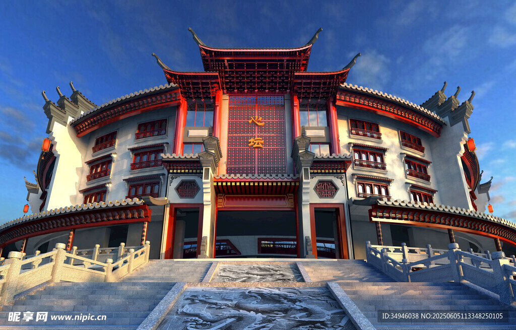 中式古建筑风格的宏伟建筑