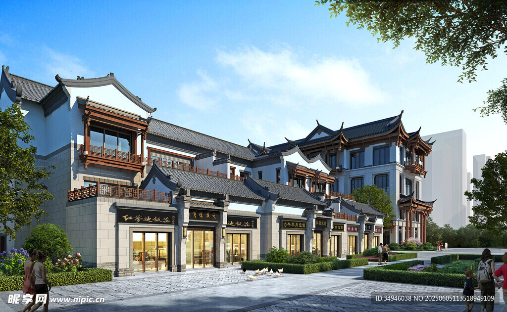 中式风格商业街建筑景观