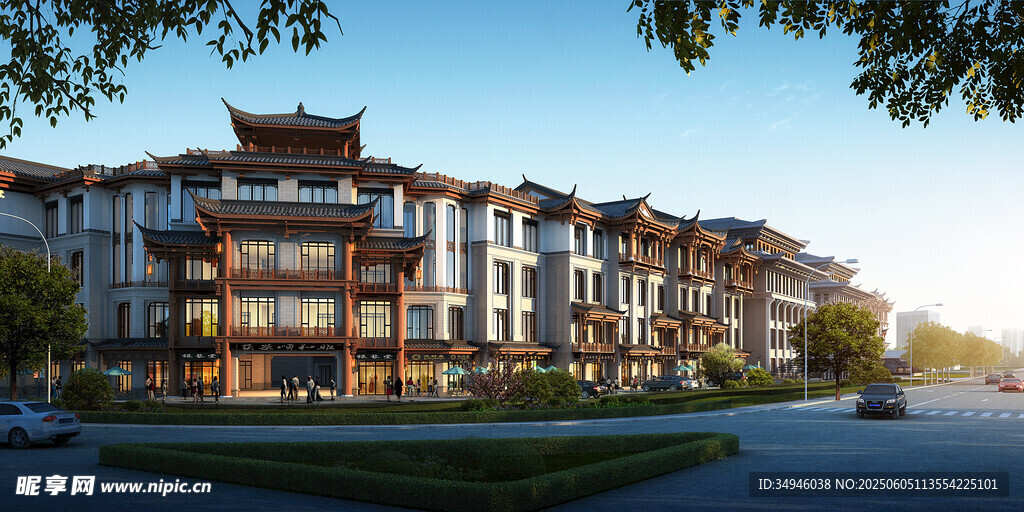 中式风格多层住宅建筑景观
