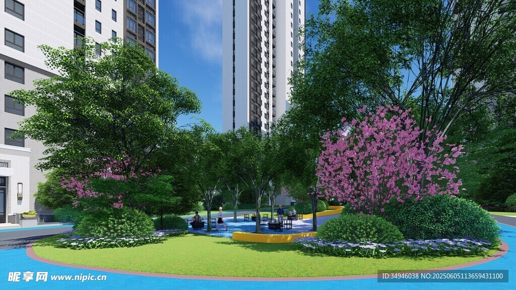 小区内的美丽绿化景观