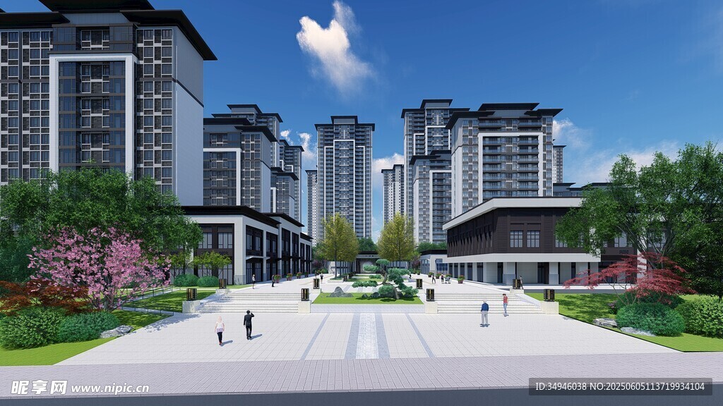 现代小区景观效果图