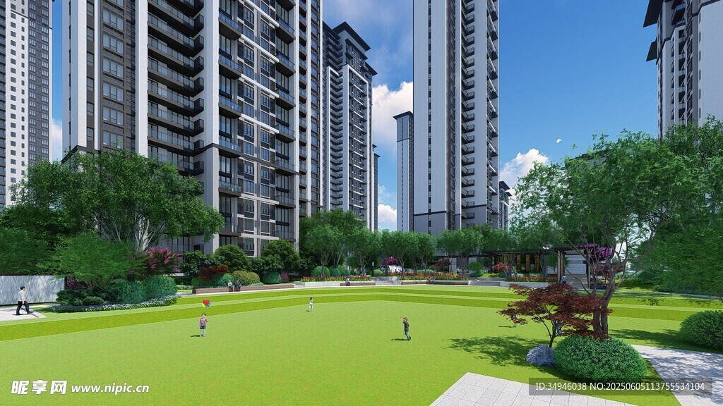 现代小区的绿意景观