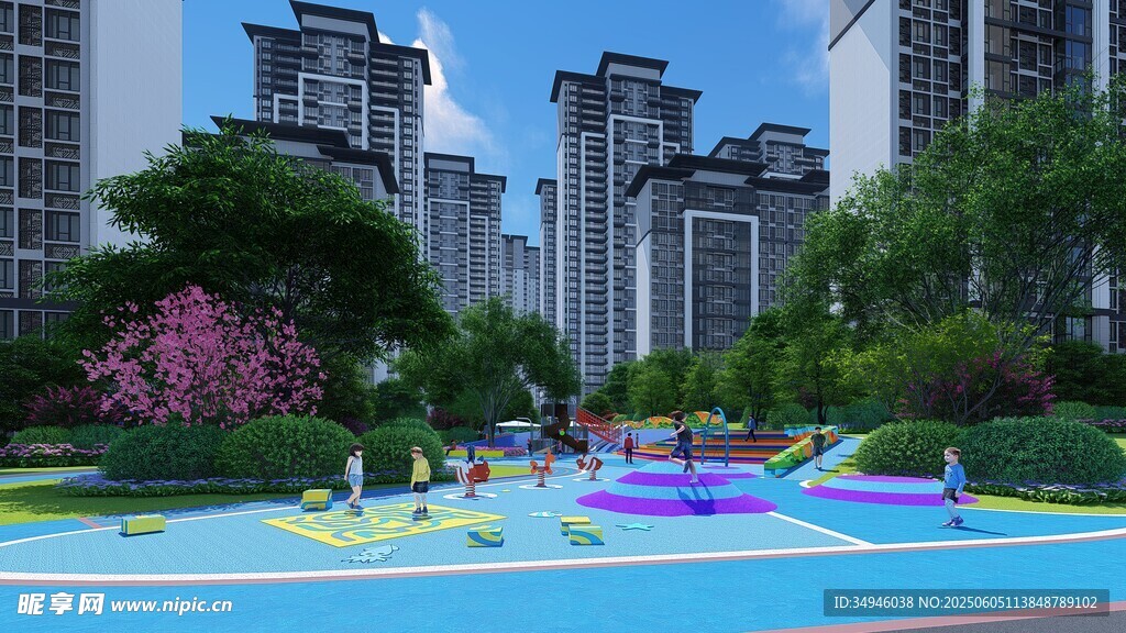 城市中的多彩儿童游乐公园