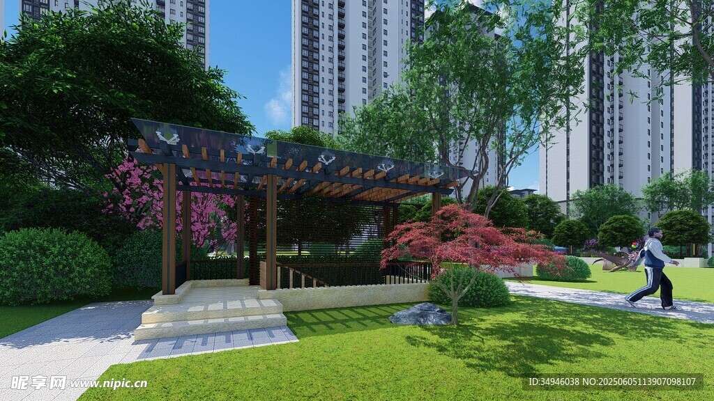 现代城市中的精致园林景观