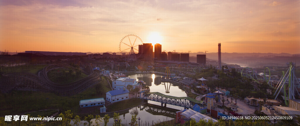 城市黄昏天际线美丽景观