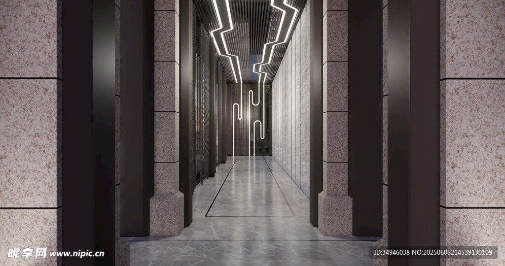 现代风格狭长走廊空间