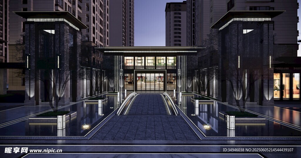 现代都市气派建筑入口