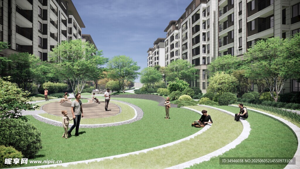 小区内的惬意休闲场景