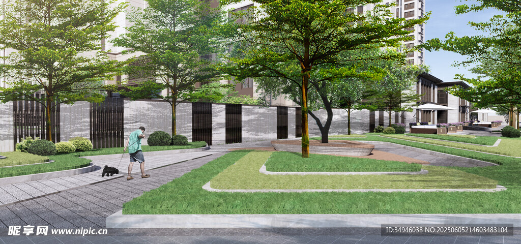 现代社区景观绿化场景