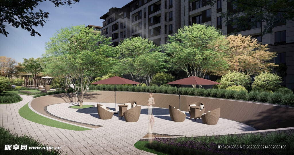现代小区景观休憩区