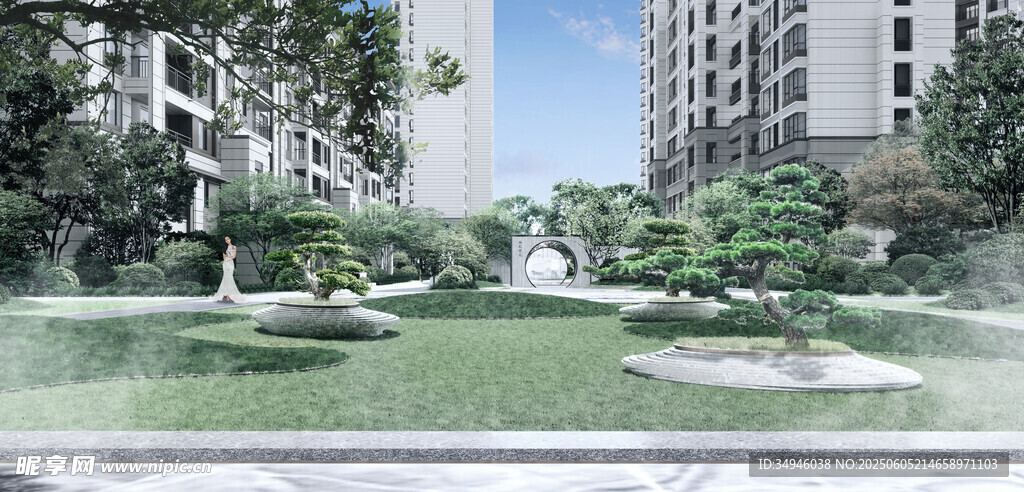 都市中的静谧园林景观