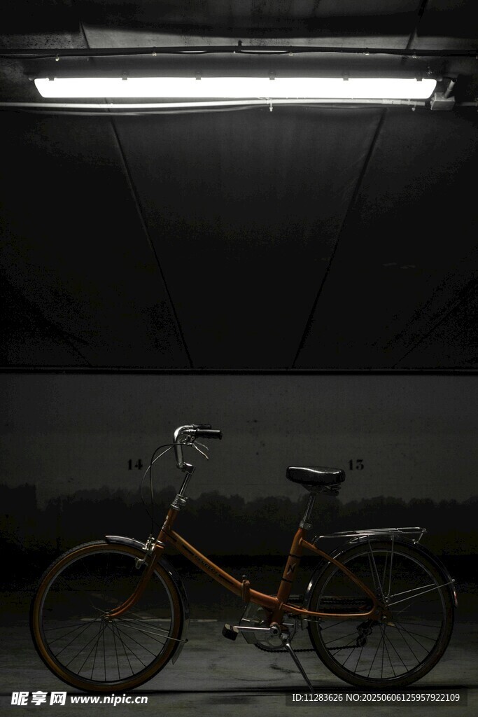 暗光下的复古自行车