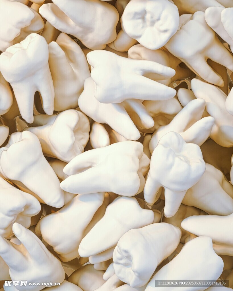 堆积的牙齿模型